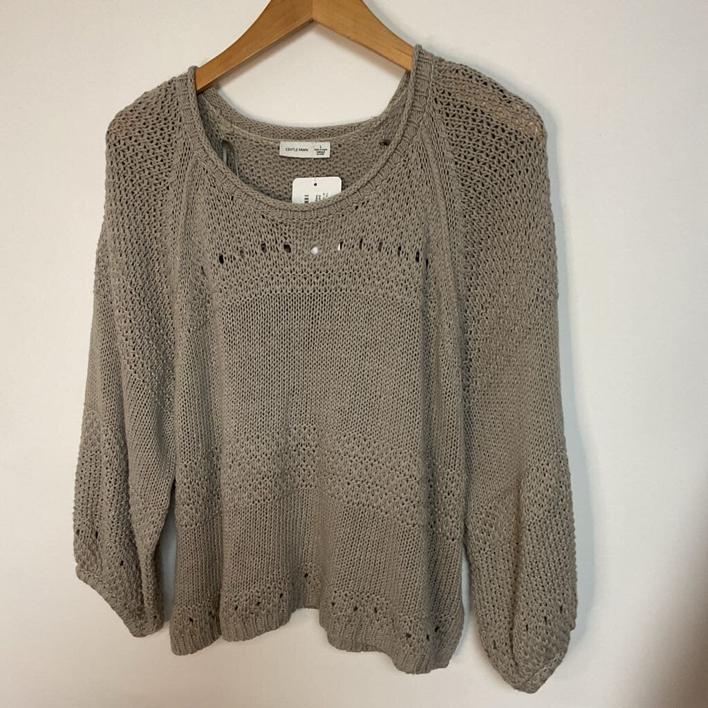 Gentle Fawn - L - beige knit cropped sweater
