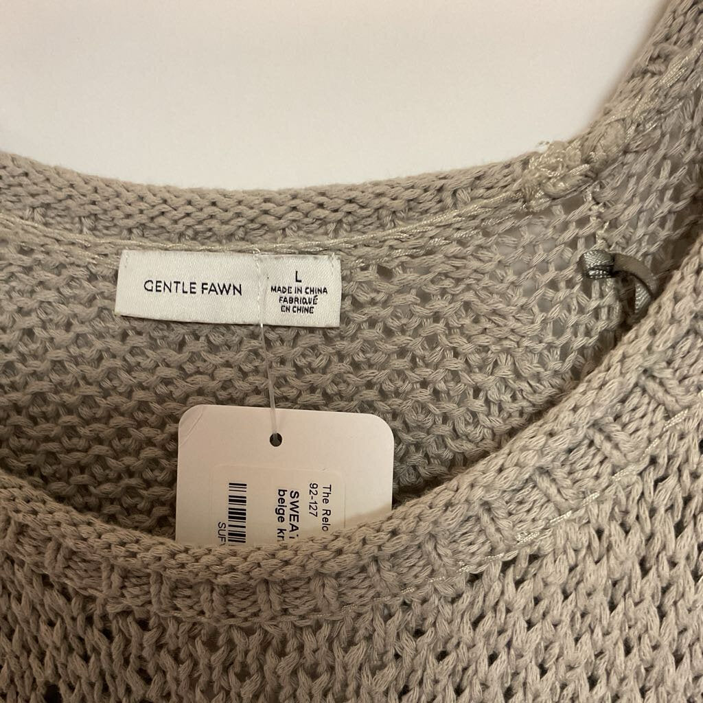 Gentle Fawn - L - beige knit cropped sweater