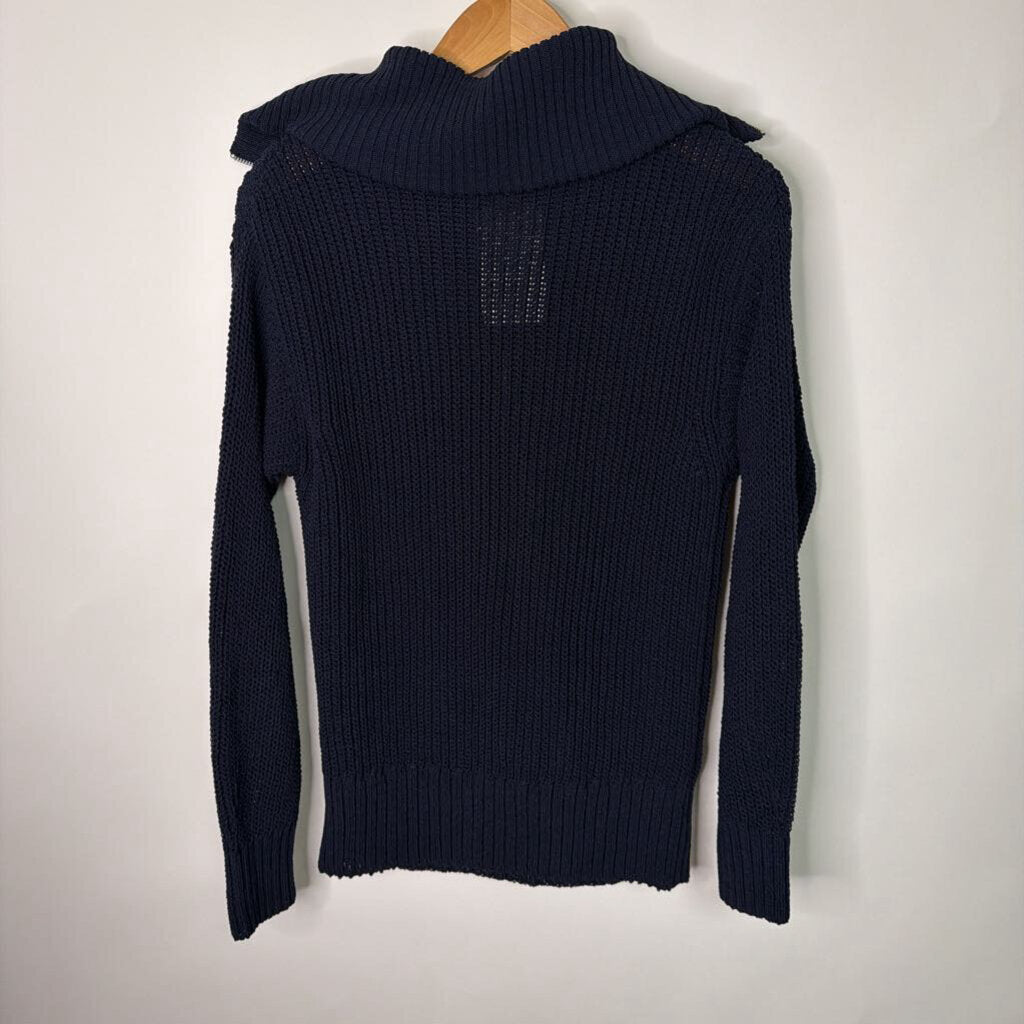 Zara - S - navy knit 1/4 zip sweater