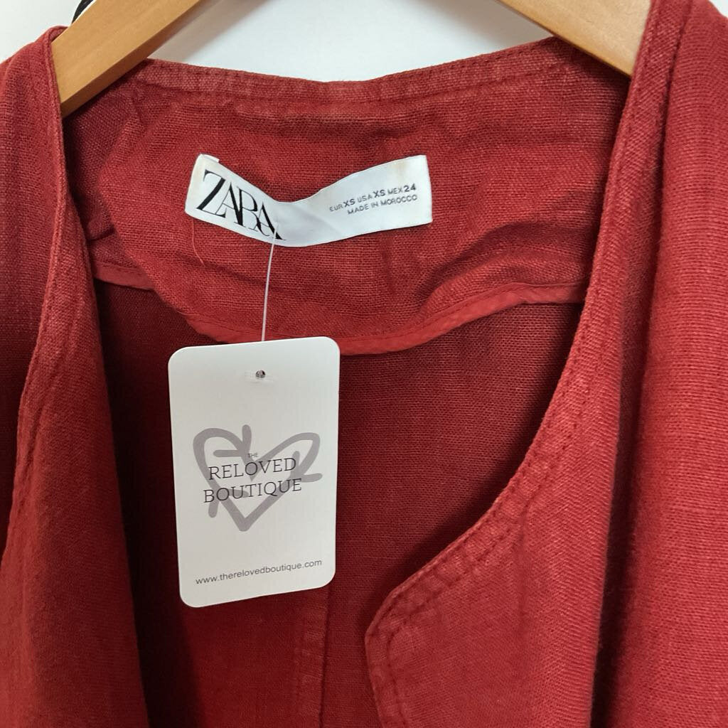 ZARA - 100% linen rust cardigan