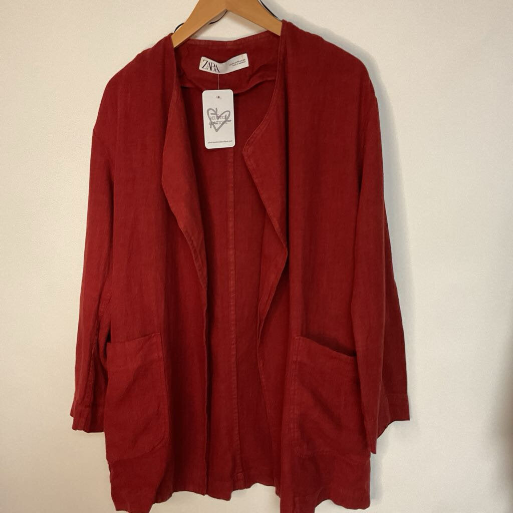 Zara - XS - 100% linen rust cardigan