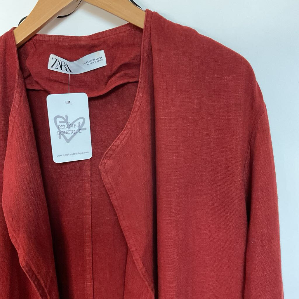 Zara - XS - 100% linen rust cardigan