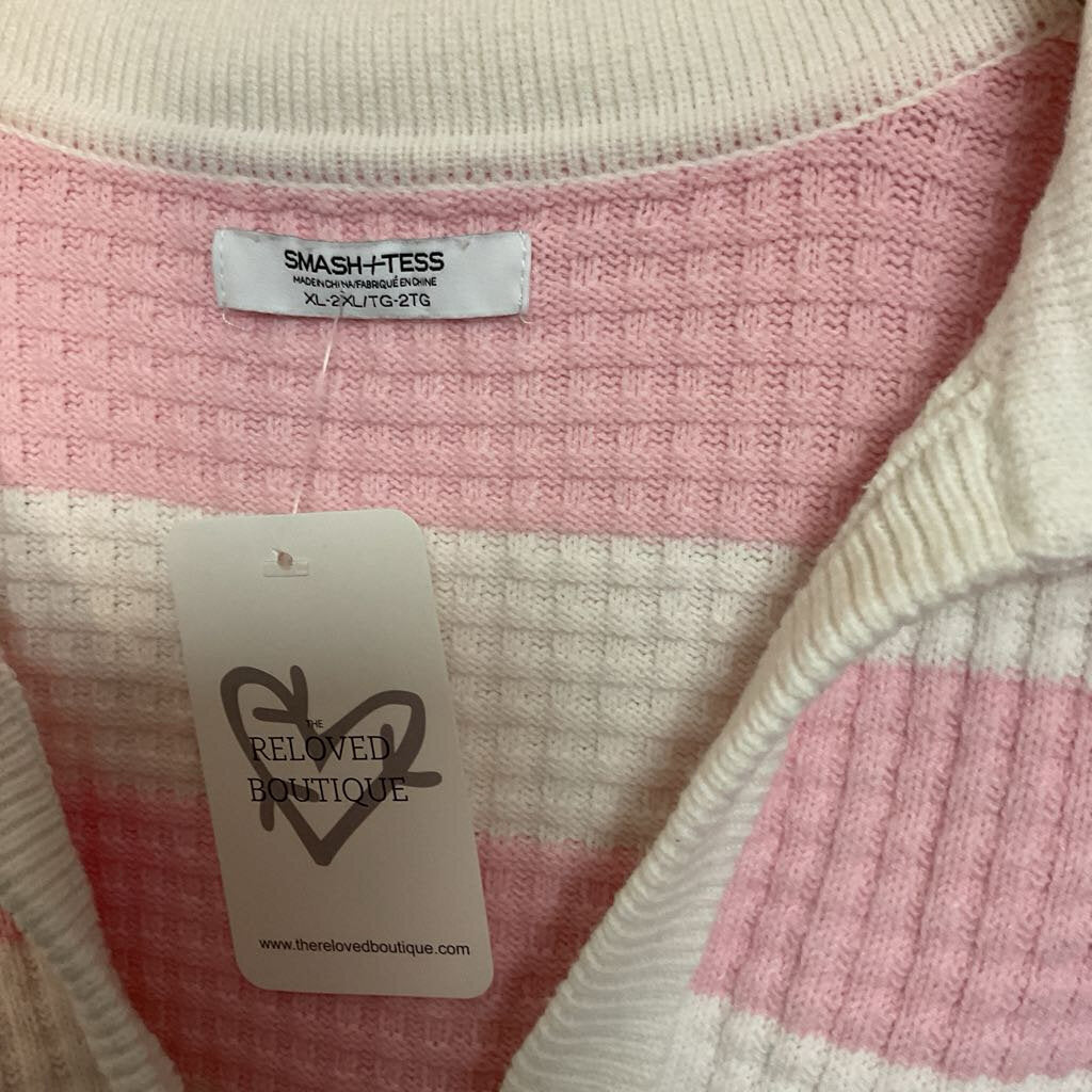 Smash + Tess - XL-2XL - pink knit waffle collar sweater