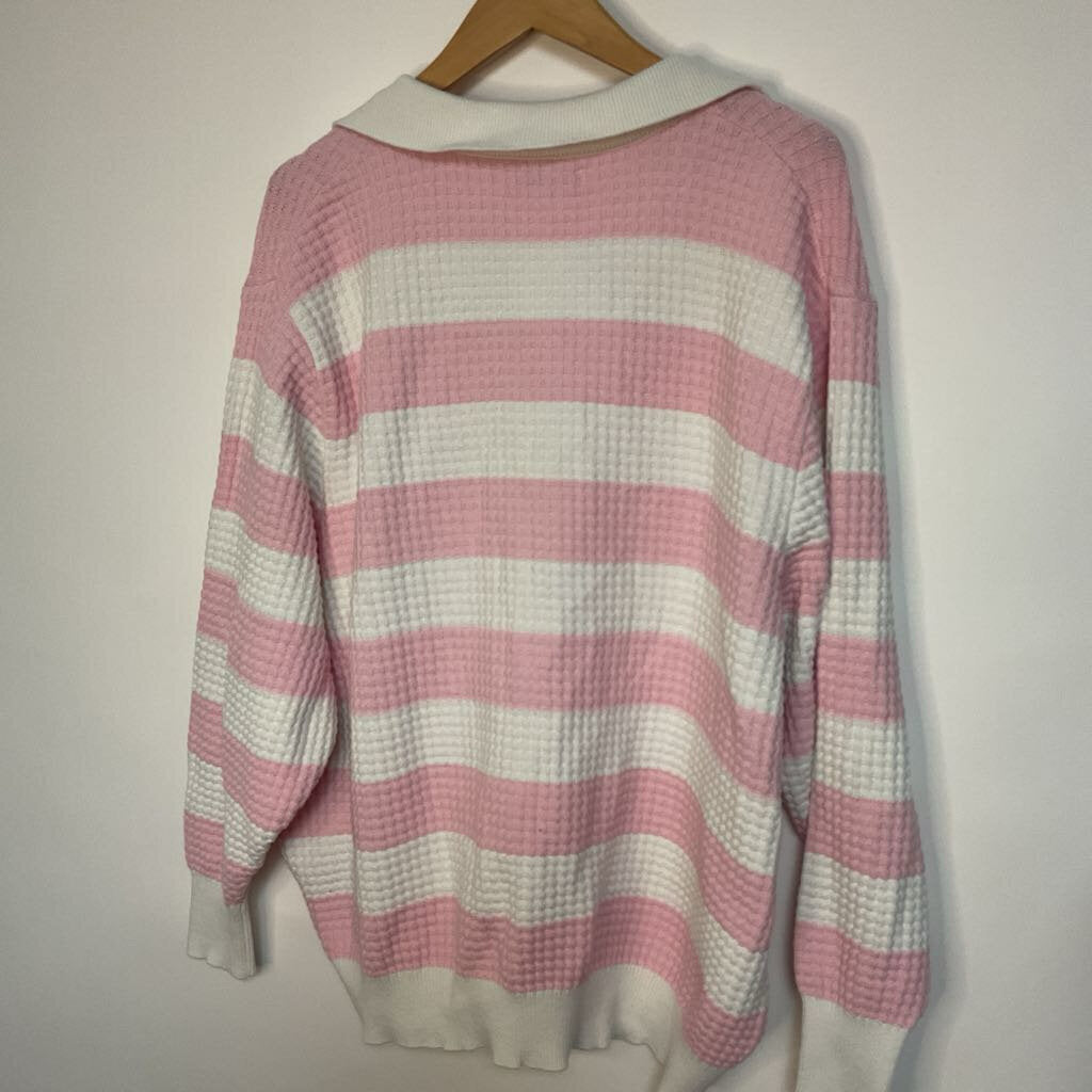 Smash + Tess - XL-2XL - pink knit waffle collar sweater