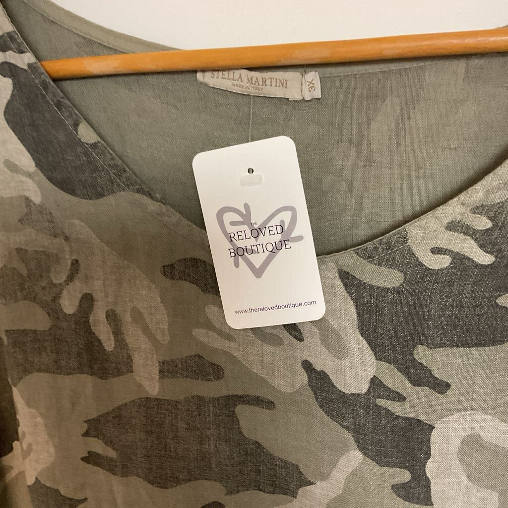 Stella Martini - 3X - Camo 100% linen top