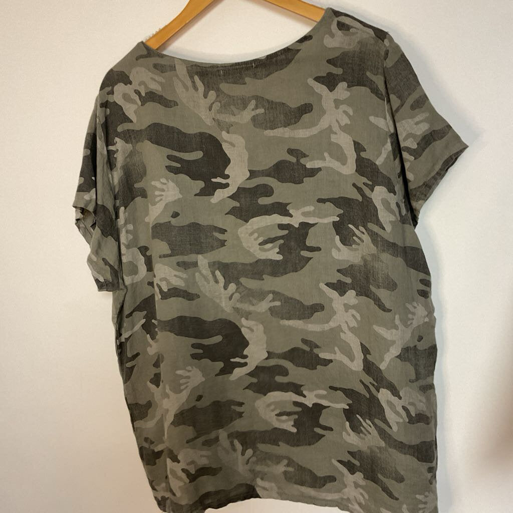 Stella Martini - 3X - Camo 100% linen top