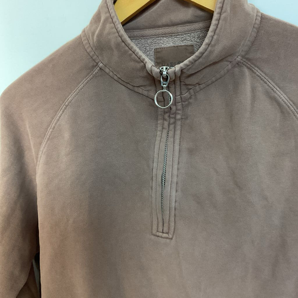 Harlow - S NEW - Brown 1/4 zip cropped sweater