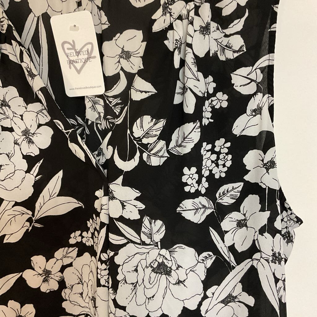 Roz & Ali - 3X -  black grey foral sleeveless