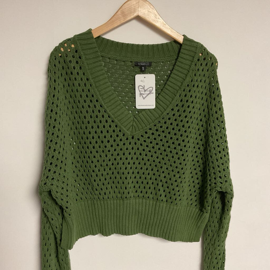Dynamite - S - Green knit mesh sweater