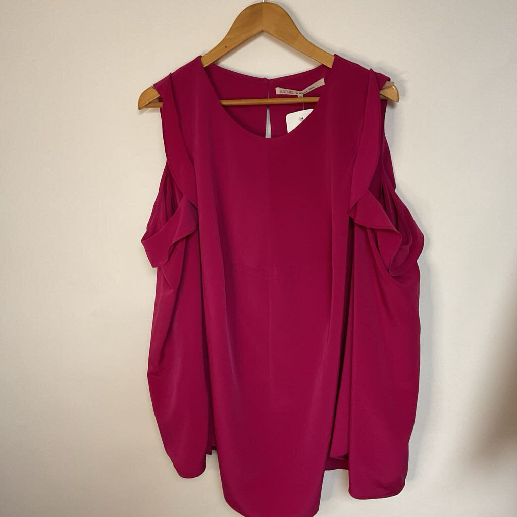 Rachel Roy - 3X - pink cold shoulder long sleeve top