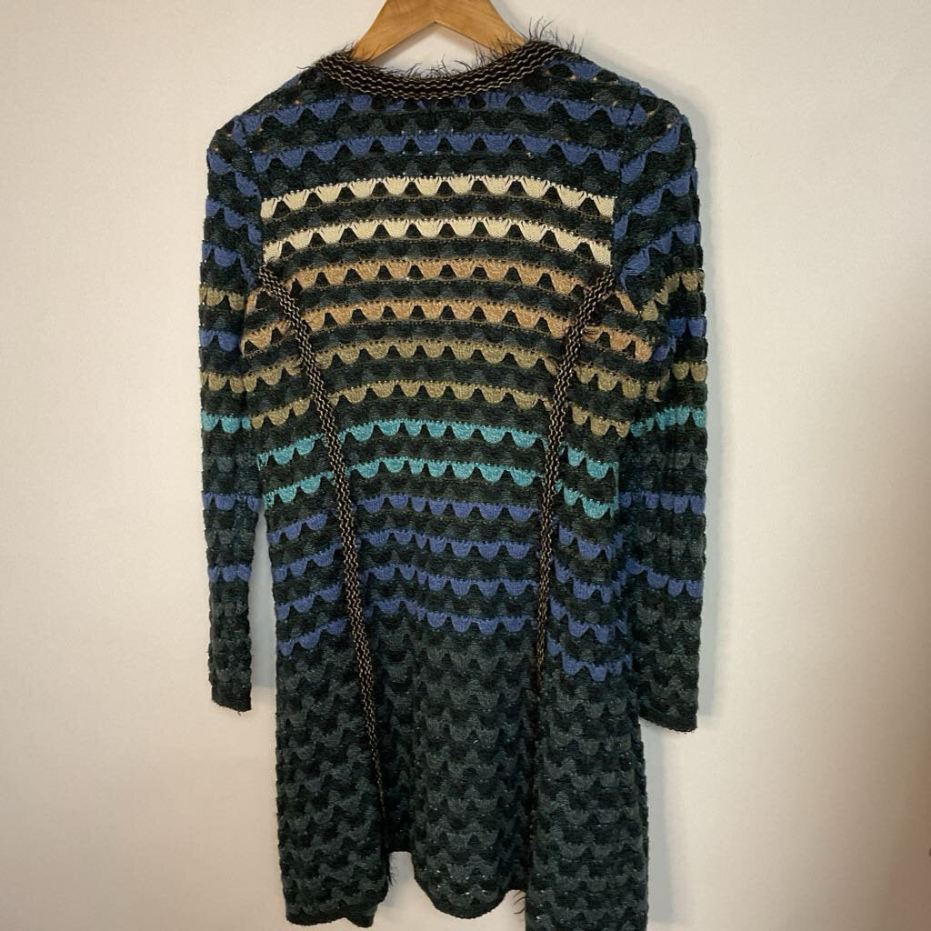 Nic + Zoe - S - blue brown multi texture knit cardigan