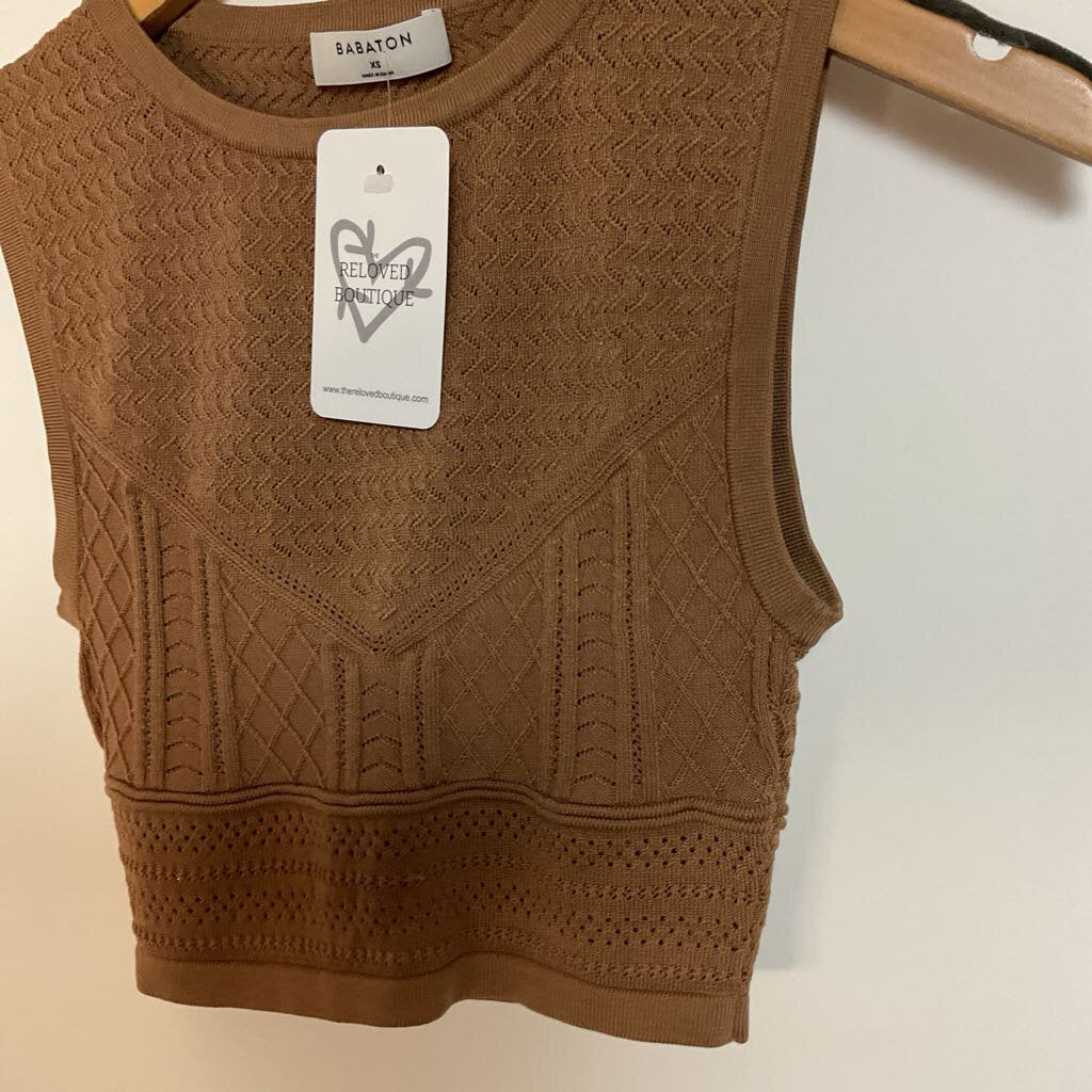 Babaton - XS - Brown textured knit tank