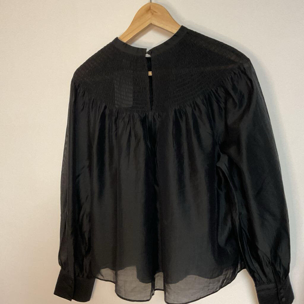 RW & Co - L - black long sleeve top with smocked neckline