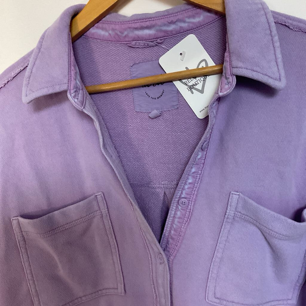 S - purple long sleeve button front