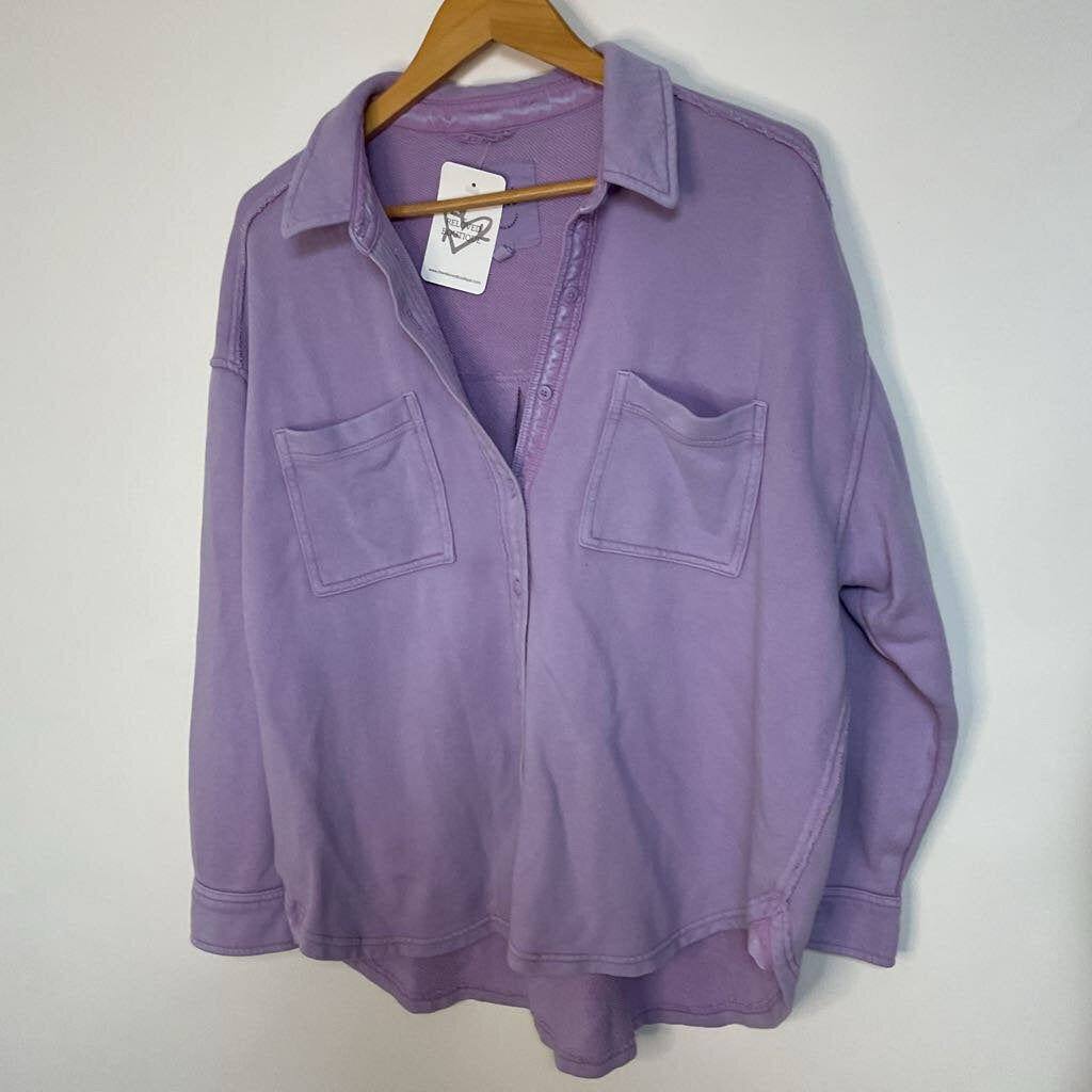S - purple long sleeve button front