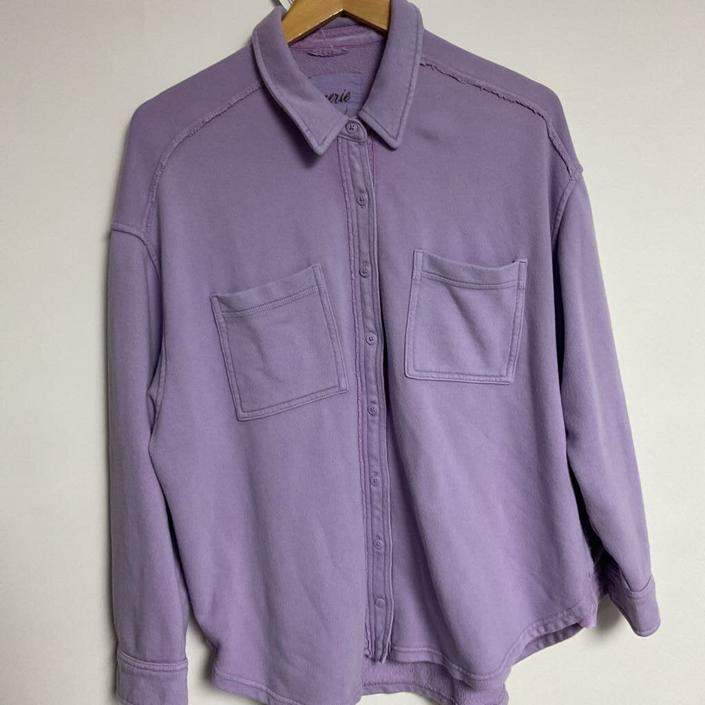 S - purple long sleeve button front