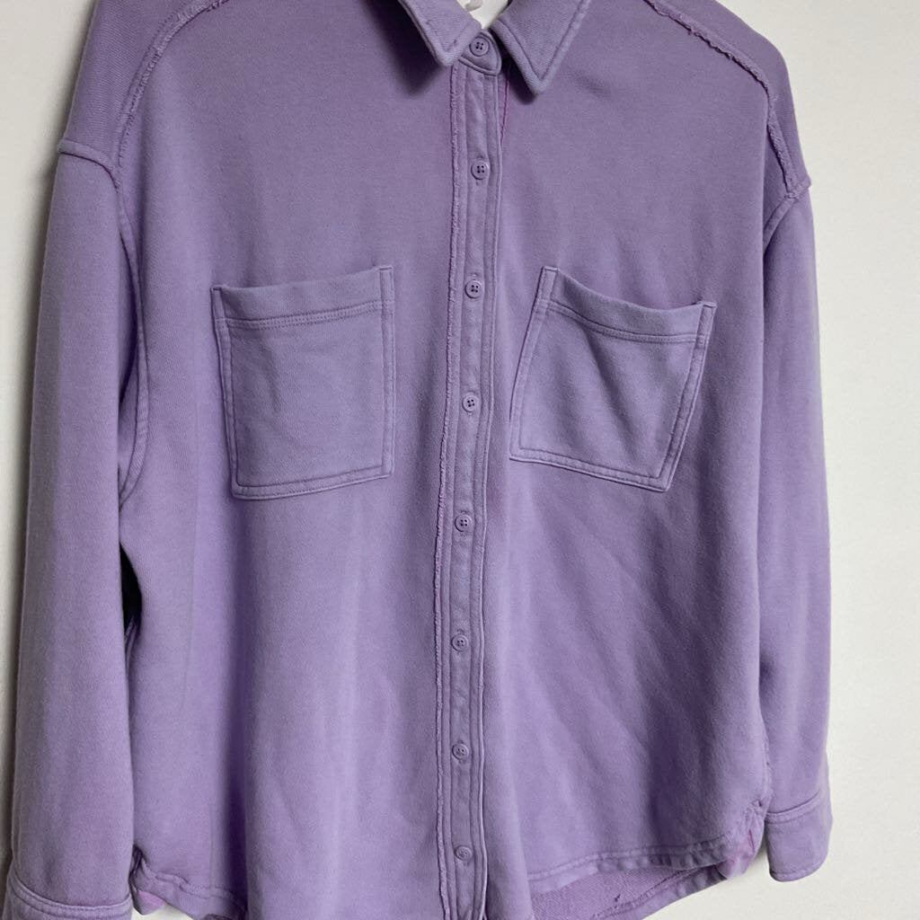 S - purple long sleeve button front