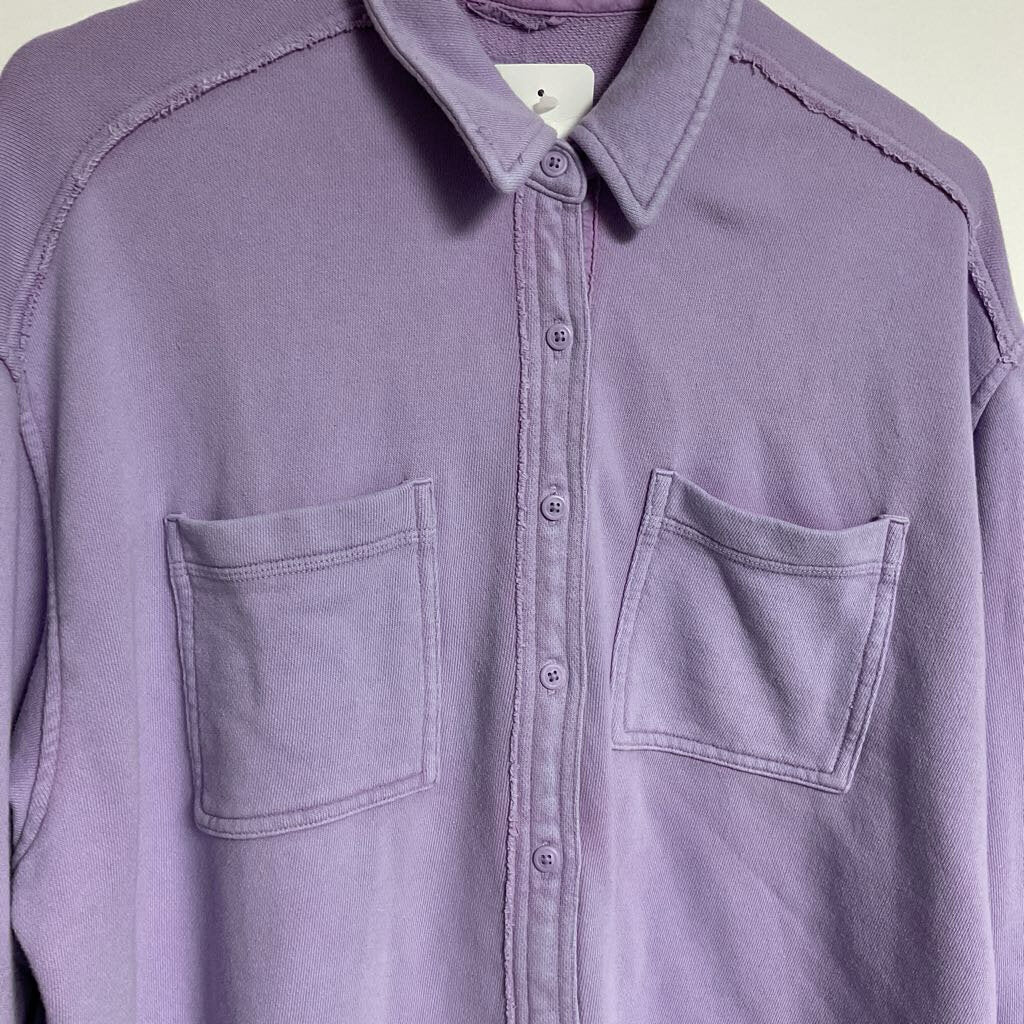 S - purple long sleeve button front