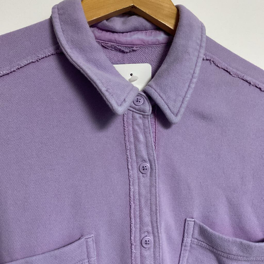 S - purple long sleeve button front