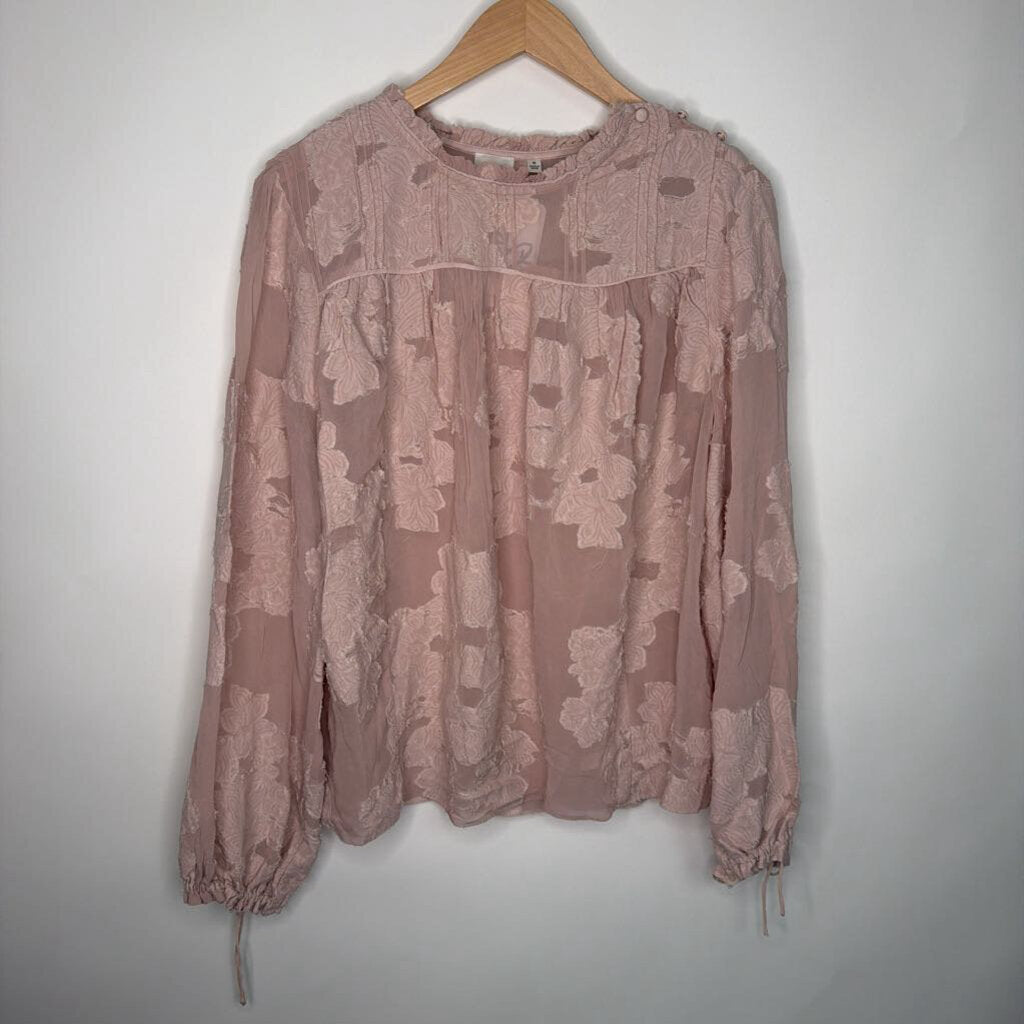 Wilfred - M - pink long sleeve floral applique blouse