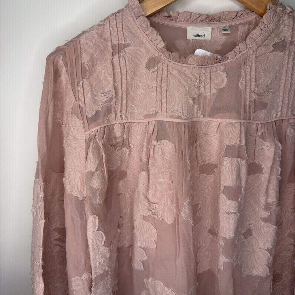 Wilfred - M - pink long sleeve floral applique blouse