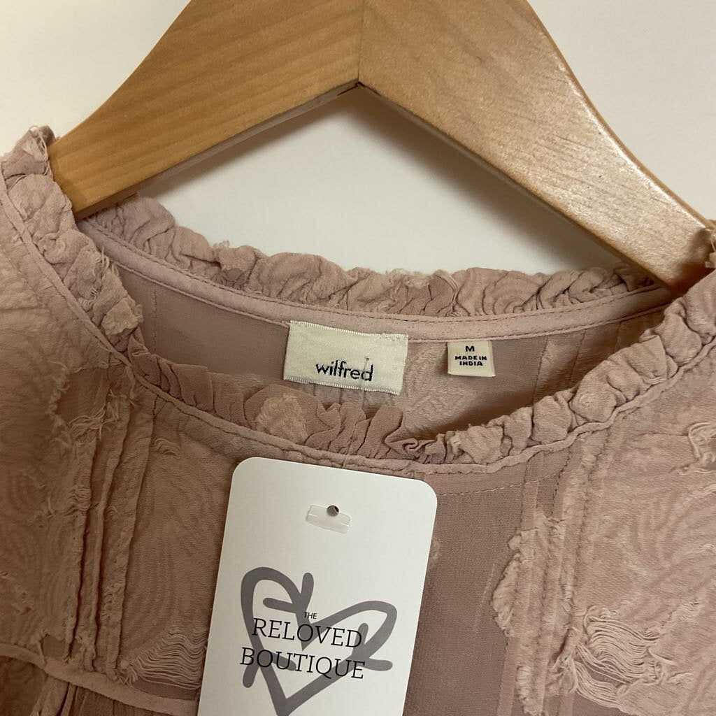 Wilfred - M - pink long sleeve floral applique blouse