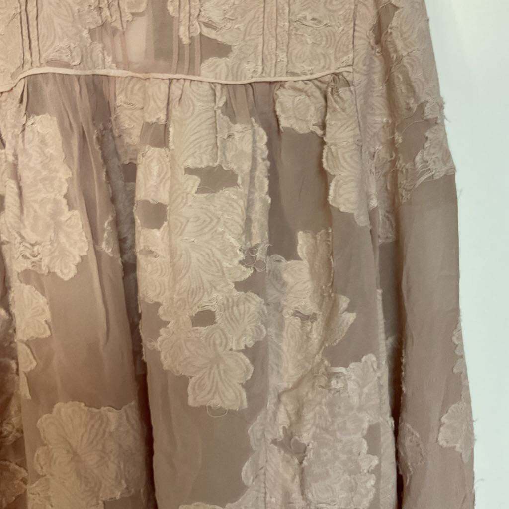 Wilfred - M - pink long sleeve floral applique blouse