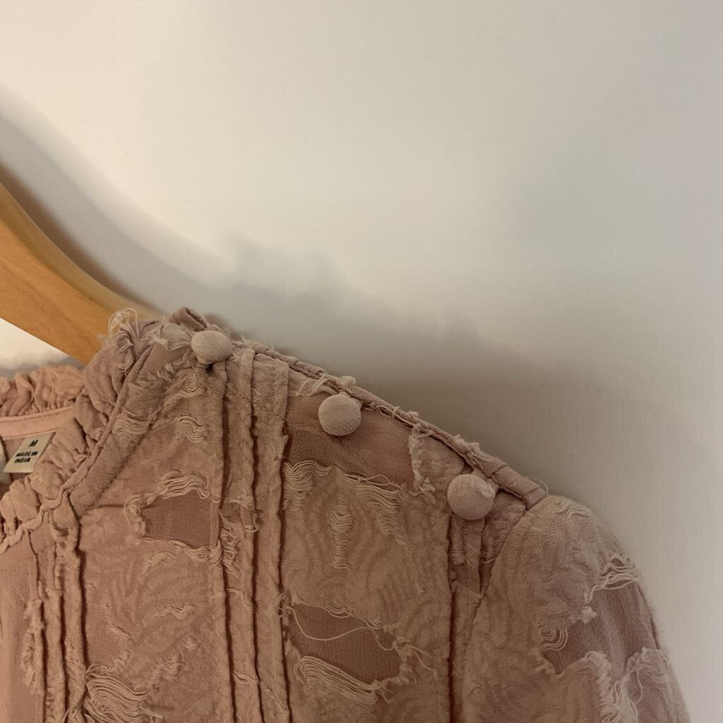 Wilfred - M - pink long sleeve floral applique blouse