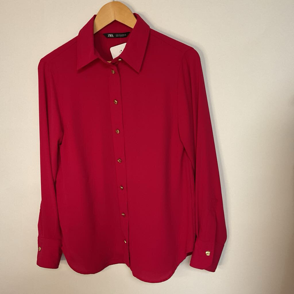 Zara - S - pink gold button front long sleeve