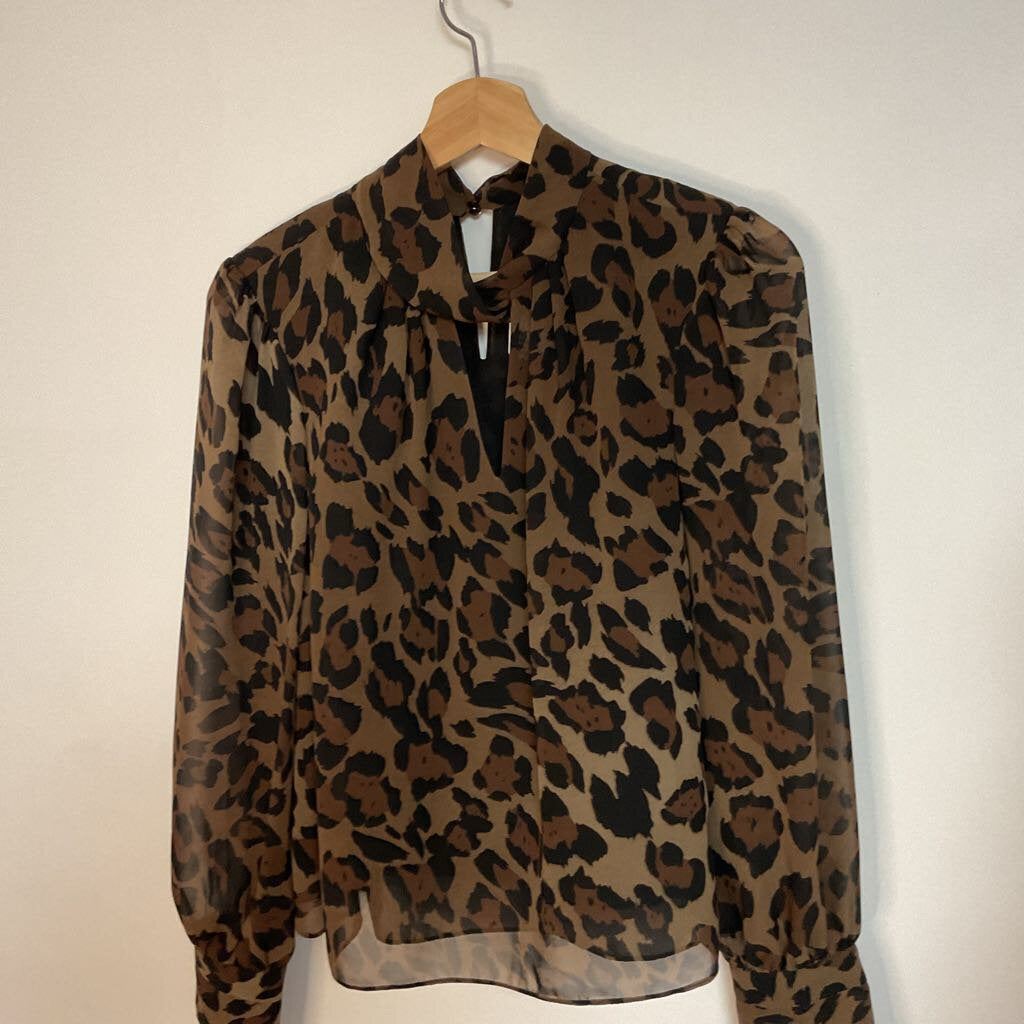 Sz 4 brown black sheer long sleeve