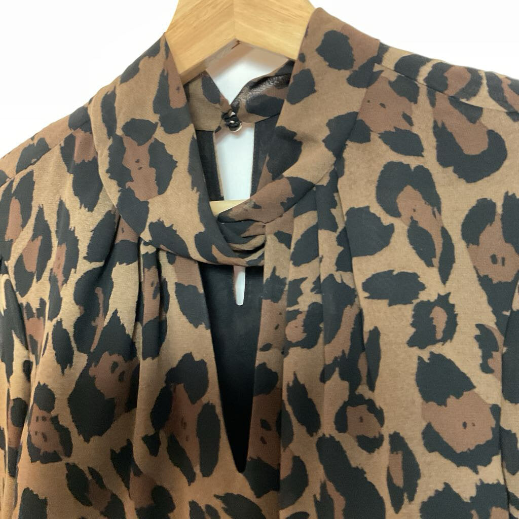 Laura - Size 4 - brown black sheer long sleeve