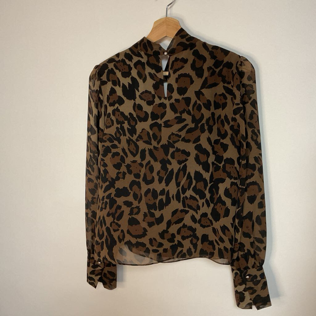 Laura - Size 4 - brown black sheer long sleeve