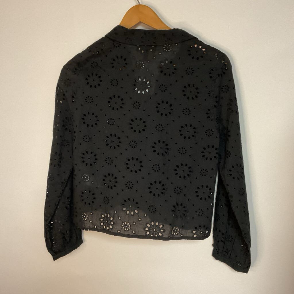 Silver Jeans Co -S - 100% cotton black eyelet button front