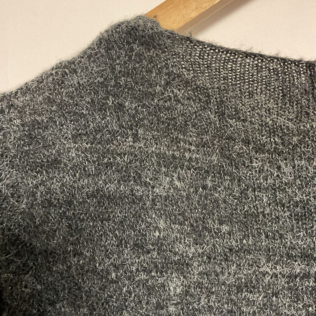 olivia m - L - grey knit long cardigan with holes on bottom