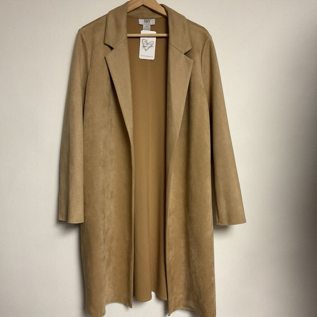 Suzy Shier - M - Brown faux suede long jacket
