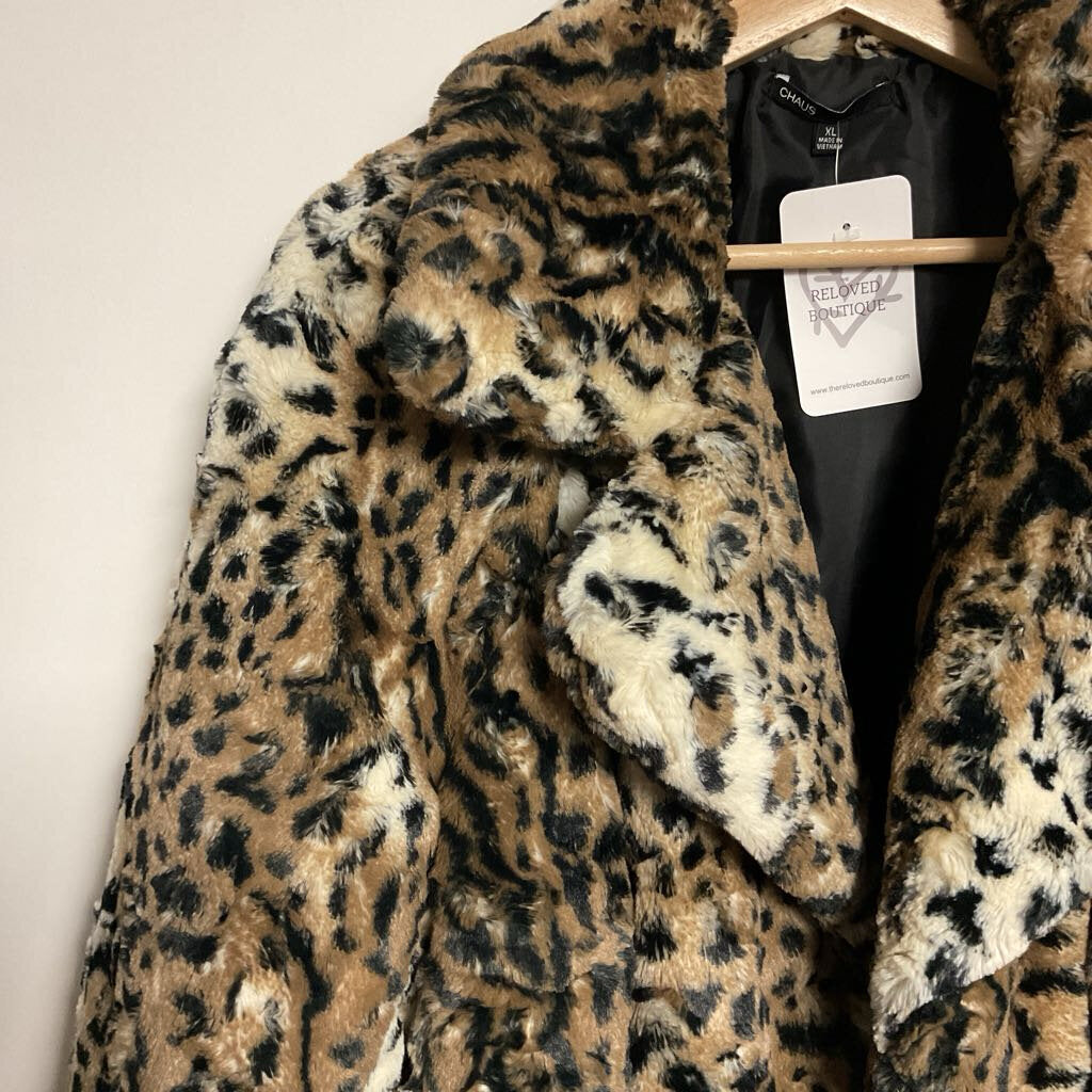 CHAUS - XL - Cheetah faux open (no button) jacket