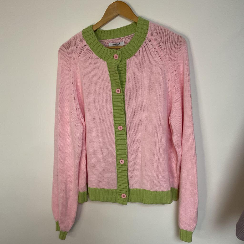 Smash + Tess - M/L - pink green button front cardigan