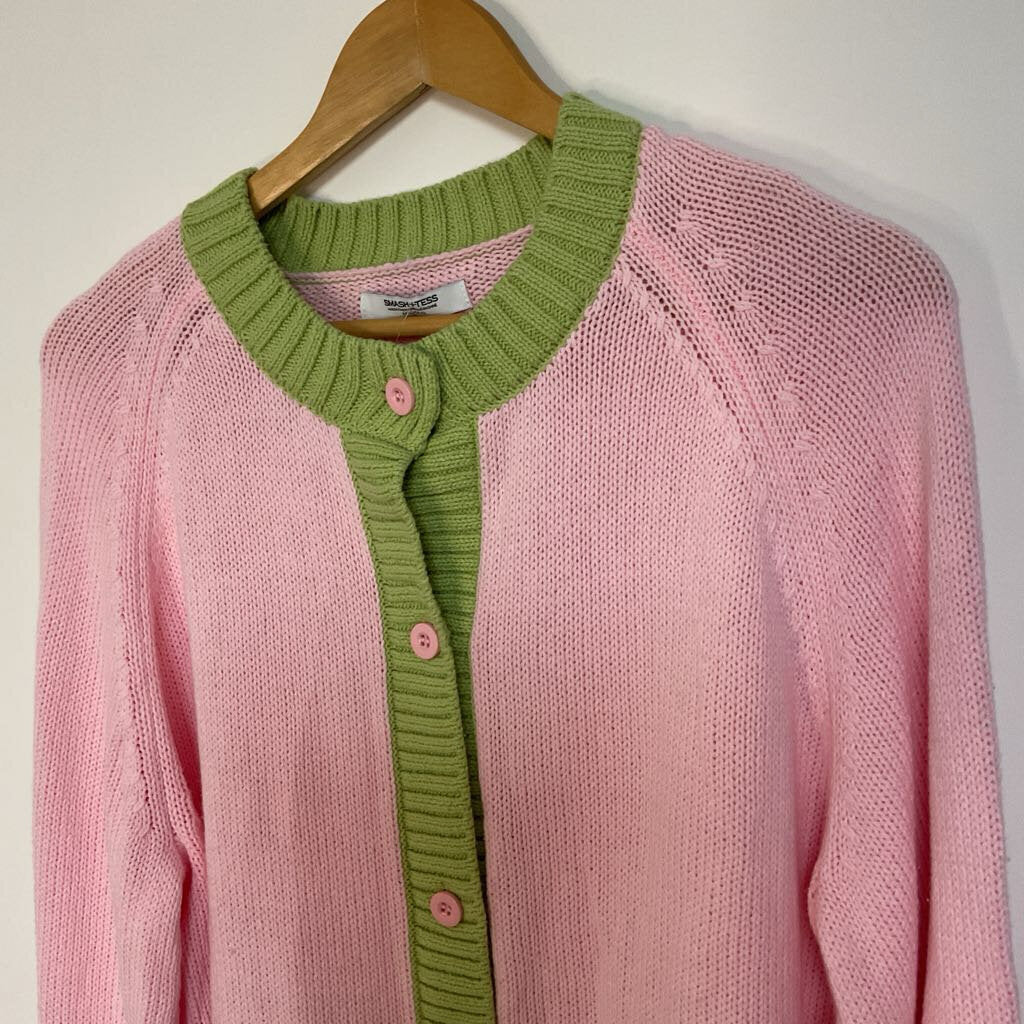 Smash + Tess - M/L - pink green button front cardigan