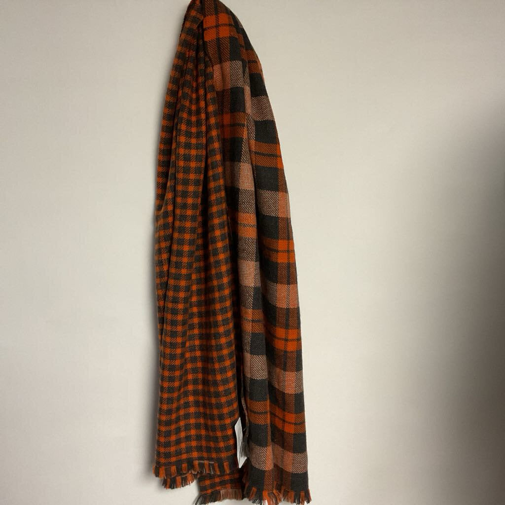 Roots - Orange and brown plaid blanket scarf