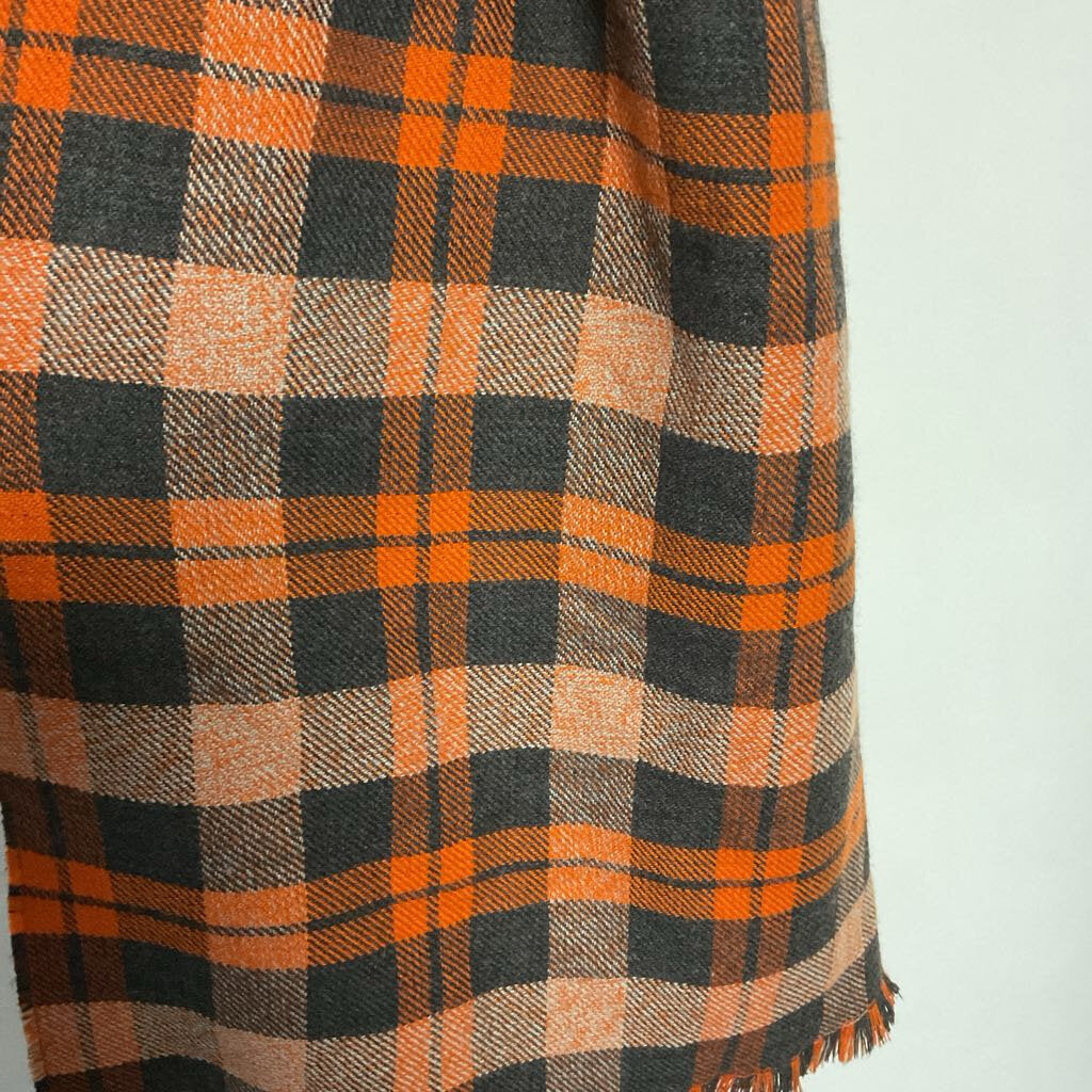 Roots - Orange and brown plaid blanket scarf