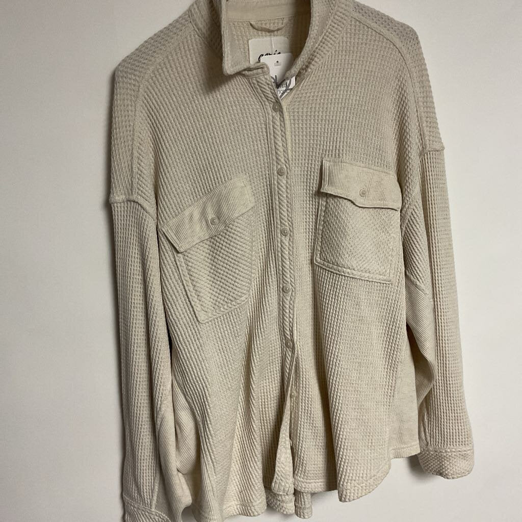 Aerie - L - Off white waffle button front shirt