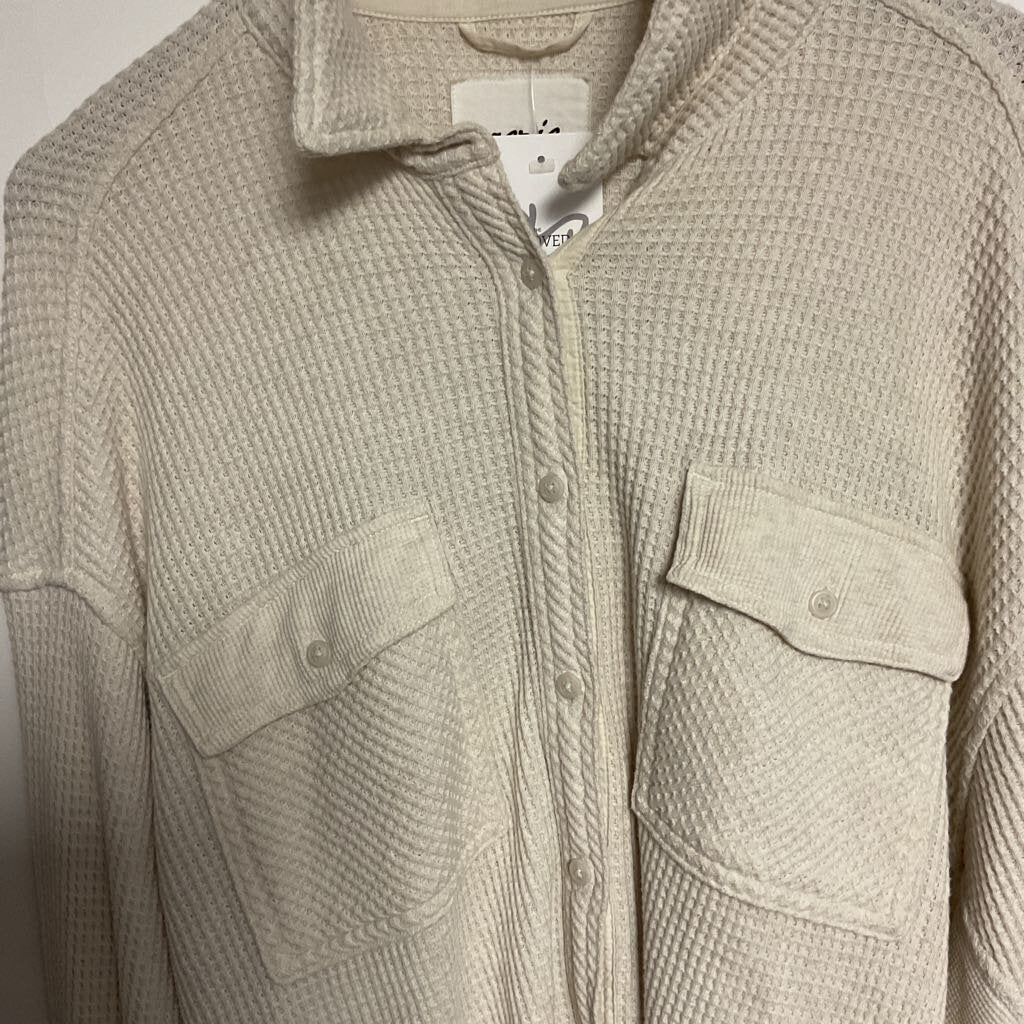 Aerie - L - Off white waffle button front shirt