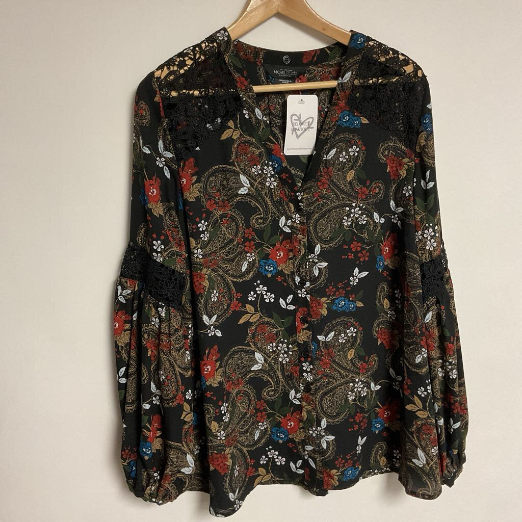 Sz -12 black floral black lace detailing