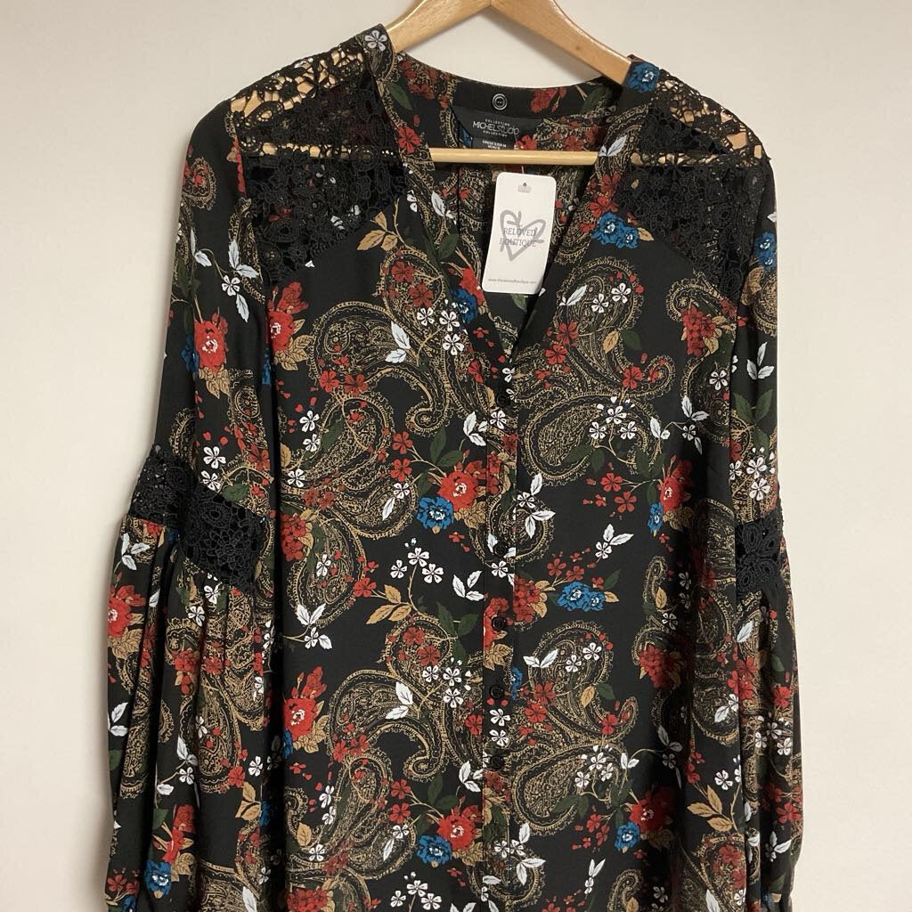 Sz -12 black floral black lace detailing