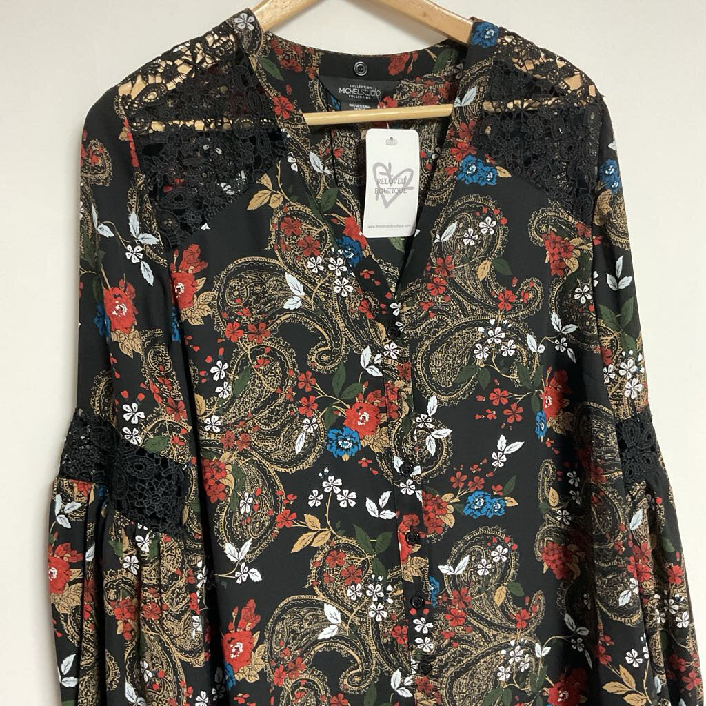 Sz -12 black floral black lace detailing