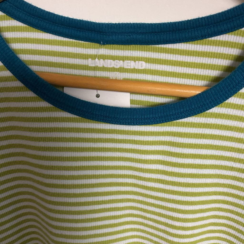 1X - green white striped long sleeve
