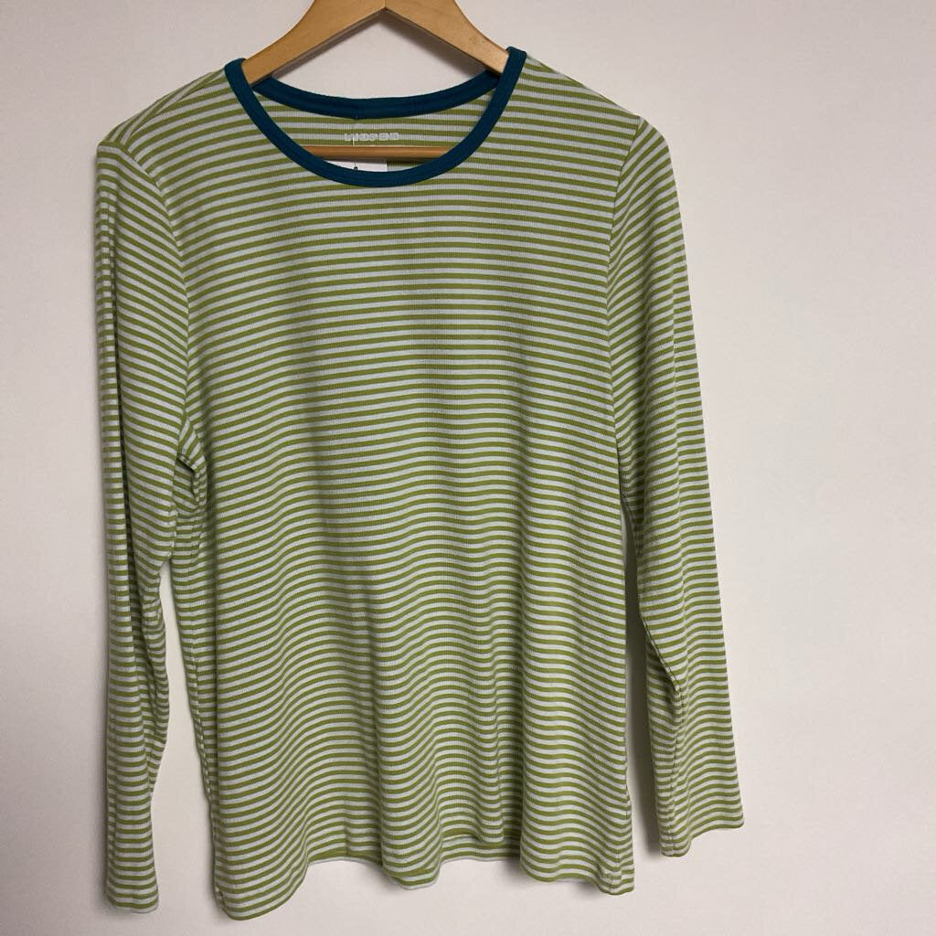1X - green white striped long sleeve