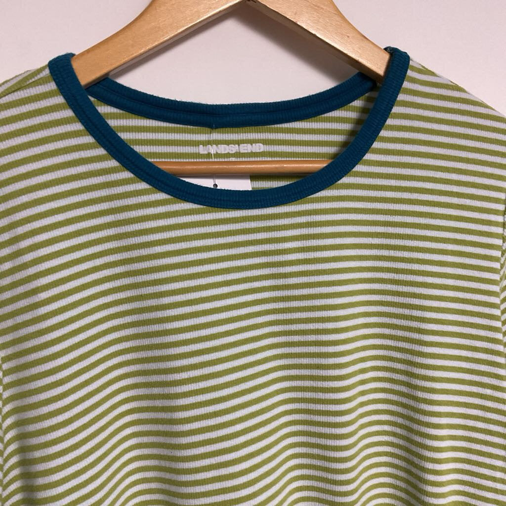 1X - green white striped long sleeve