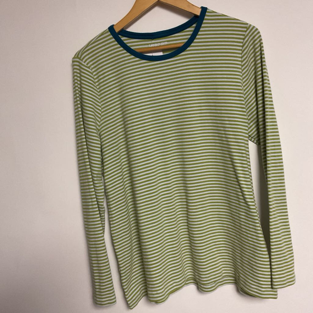 1X - green white striped long sleeve