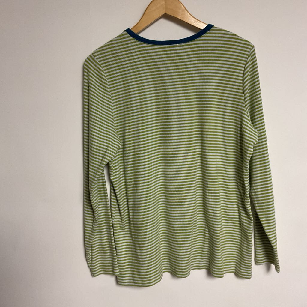 1X - green white striped long sleeve